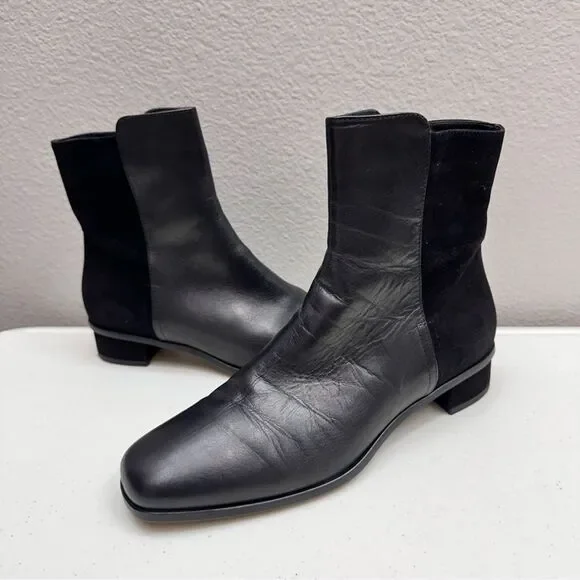 Aquatalia Boots Size 9 Lucia Black Ankle Womens Leather Suede Fall - Picture 2 of 8